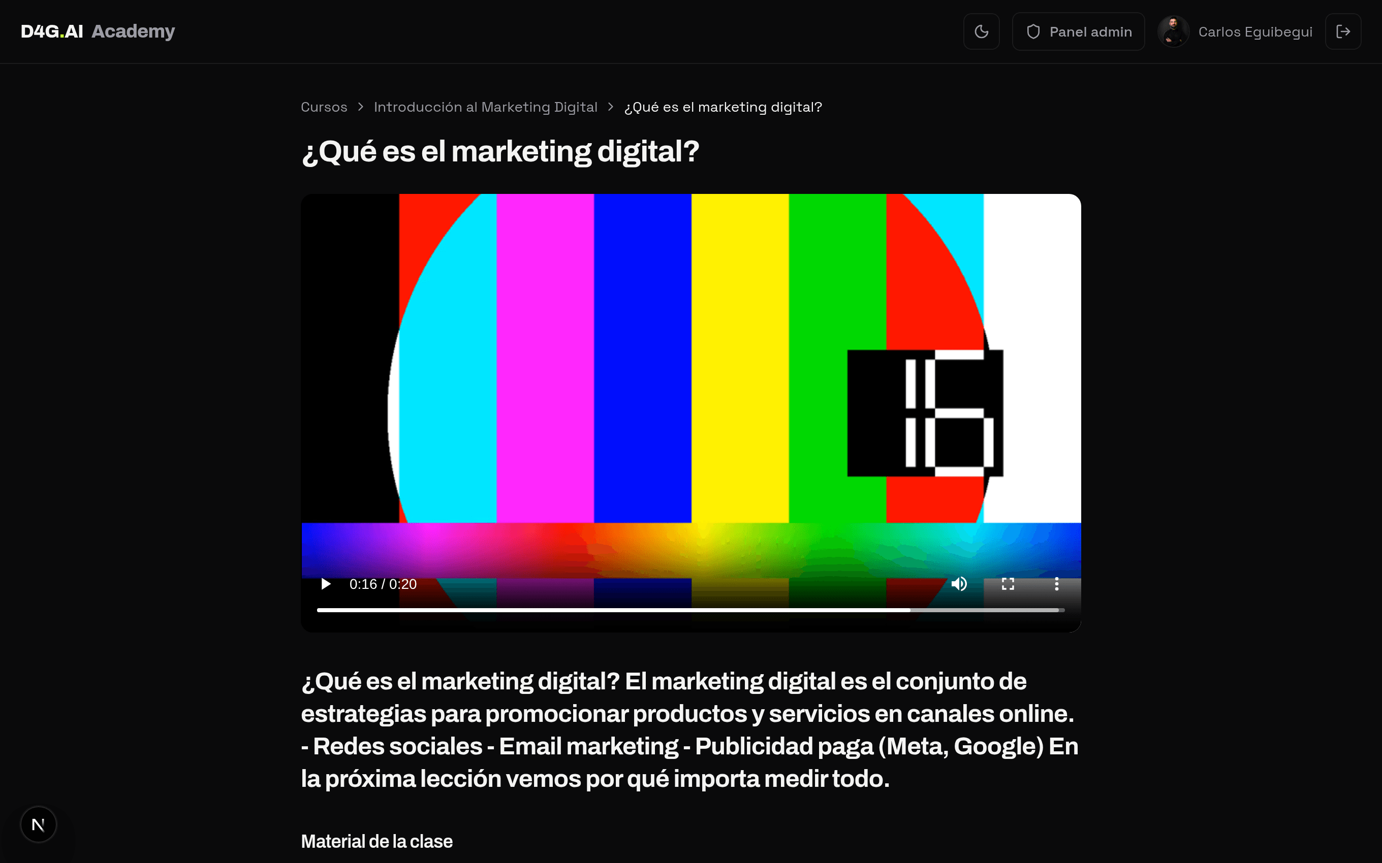 Lección con video y material descargable